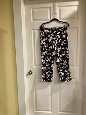 Park Avenue Black Floral Pants with Red & Cream Made in the USA